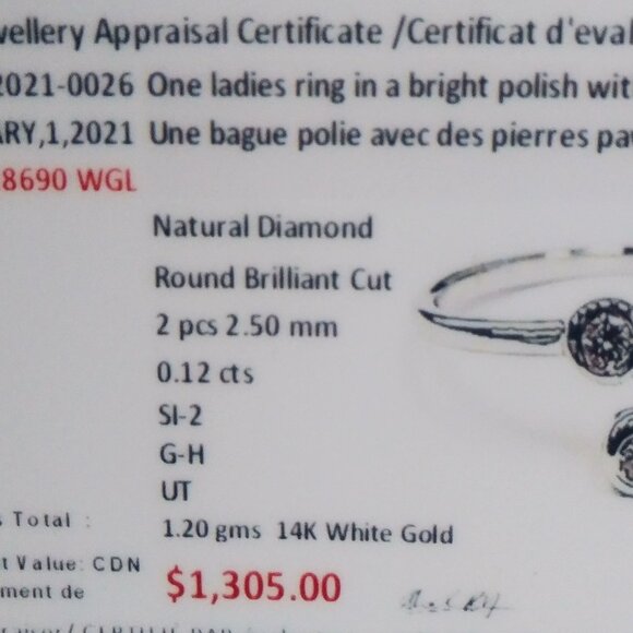 14K White Gold & Diamond Bypass Ring - Size 7 - Picture 4 of 5